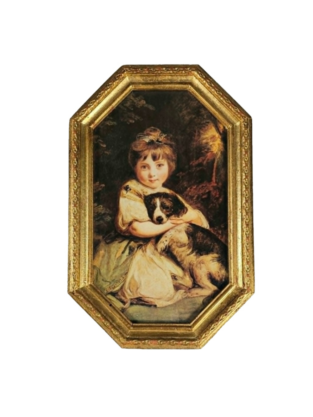 Vintage Italian Florentine Octagonal Gold Frame Print Miss Jane Bowles 13"x8.5"